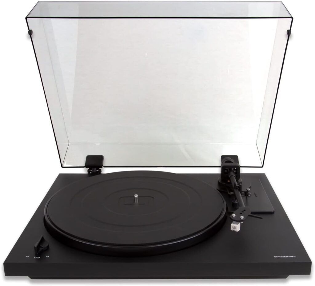 Andover Audio - SpinDeck 2 Turntable for Vinyl Record Playback, 33/45 Electronic Speed Control, semi-Automatic, auto Return, AT3600 Cartridge (Black)