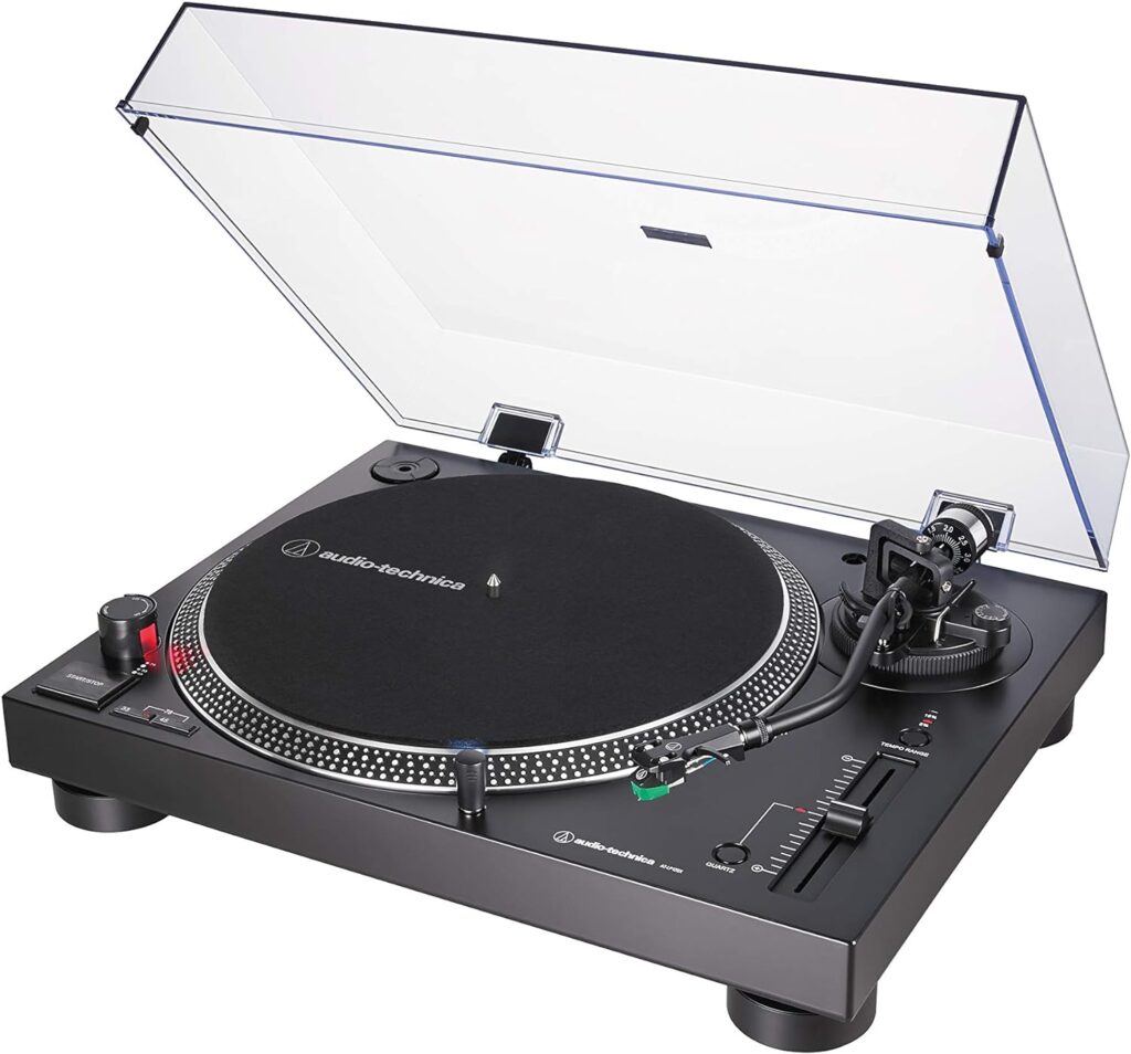 Audio-Technica AT-LP120XUSB-BK Direct-Drive Turntable (Analog USB), Fully Manual, Hi-Fi, 3 Speed, Convert Vinyl to Digital, Anti-Skate and Variable Pitch Control Black