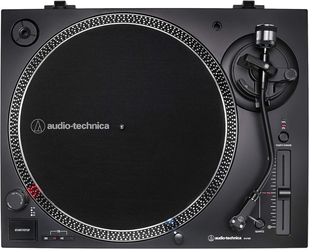 Audio-Technica at-LP120XUSB Direct-Drive Turntable (Analog USB), Black, Hi-Fidelity, plays 33 -1/3, 45, and 78 RPM Records, Convert Vinyl to Digital (AT-LP120XUSB-BK-cr) (Renewed)