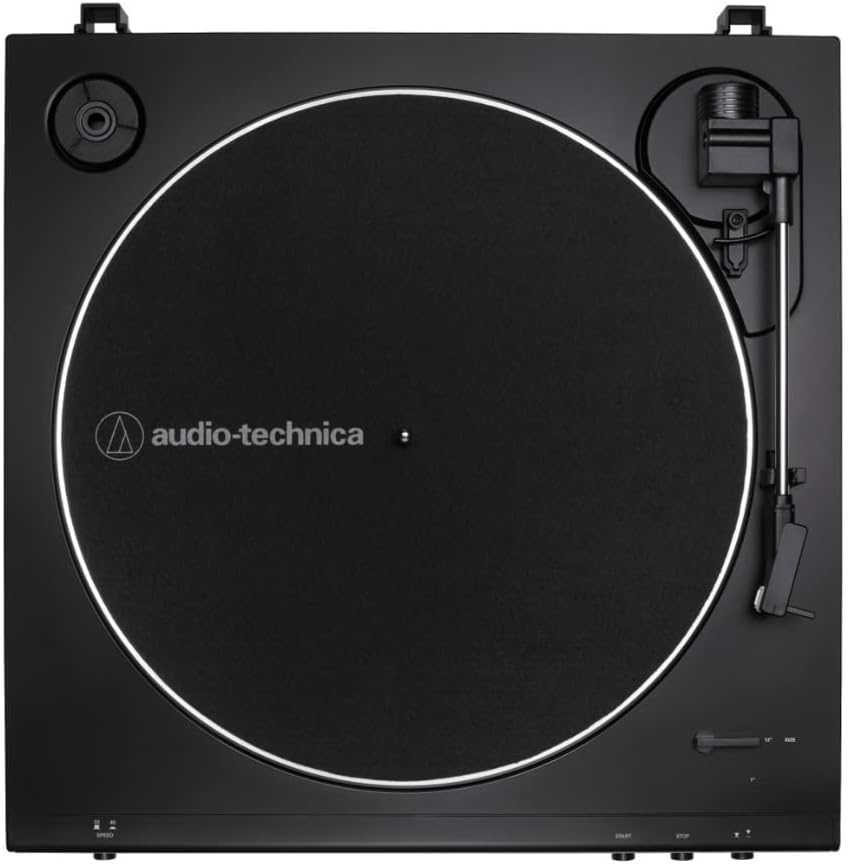 Audio-Technica AT-LP60X-BK Fully Automatic Belt-Drive Stereo Turntable, Black, Hi-Fi, 2 Speed, Dust Cover, Anti-Resonance, Die-Cast Aluminum Platter