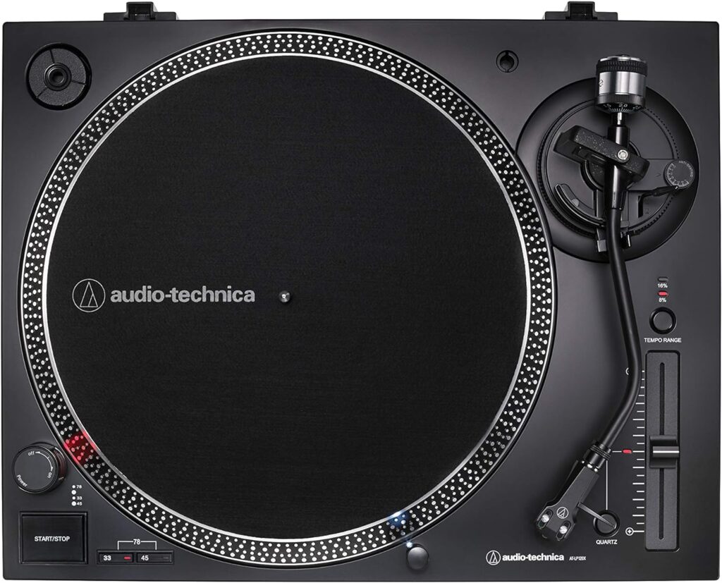 Audio-Technica AT-LP60X-BK Fully Automatic Belt-Drive Stereo Turntable, Black, Hi-Fi, 2 Speed, Dust Cover, Anti-Resonance, Die-Cast Aluminum Platter