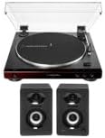 Audio-Technica AT-LP60X Fully Automatic Belt-Drive Stereo Turntable (Brown) Bundle with Bluetooth Studio Monitors - Pair (2 Items)