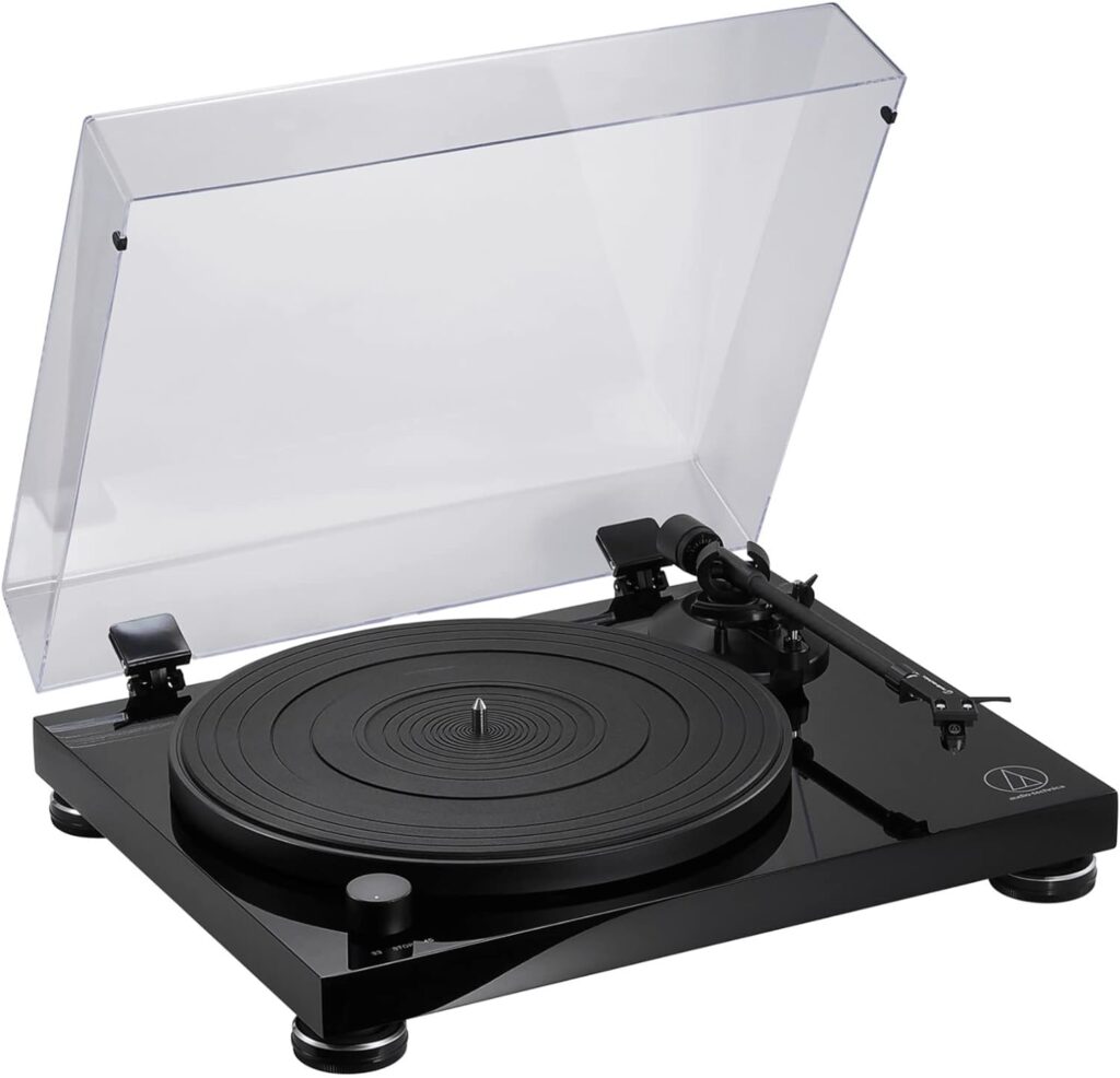 Audio-Technica AT-LPW40WN Fully Manual Belt-Drive Turntable, 2 Speeds, Dynamic Anti-Skate Control, Carbon-Fiber Tonearm Walnut