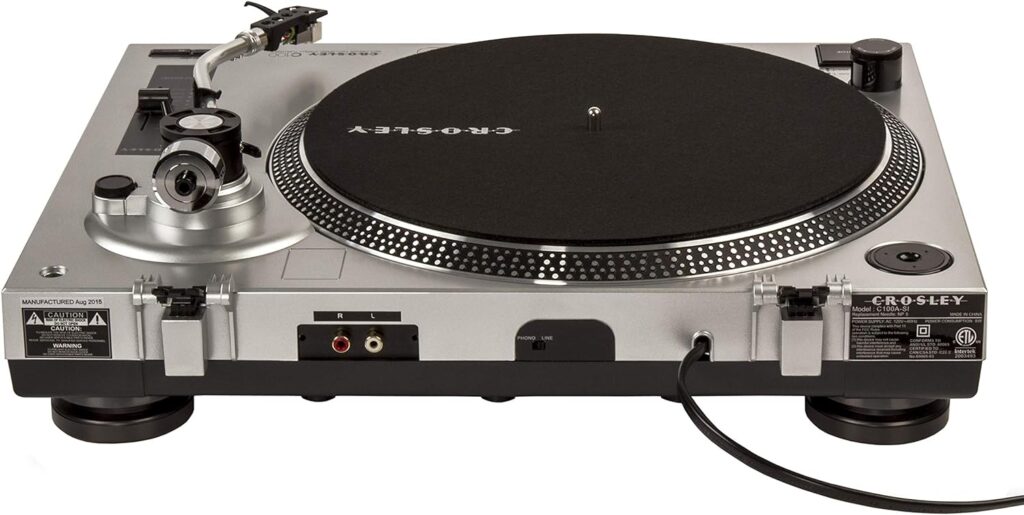 Crosley C100A-SI Belt-Drive Turntable Record Player with Adjustable Counterweight, Silver