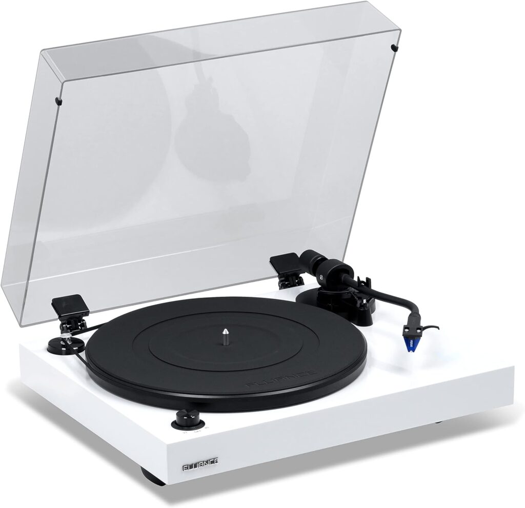 Fluance RT84 Reference High Fidelity Vinyl Turntable Record Player with Ortofon 2M Blue Cartridge, Speed Control Motor, High Mass MDF Wood Plinth, Vibration Isolation Feet - Piano Black