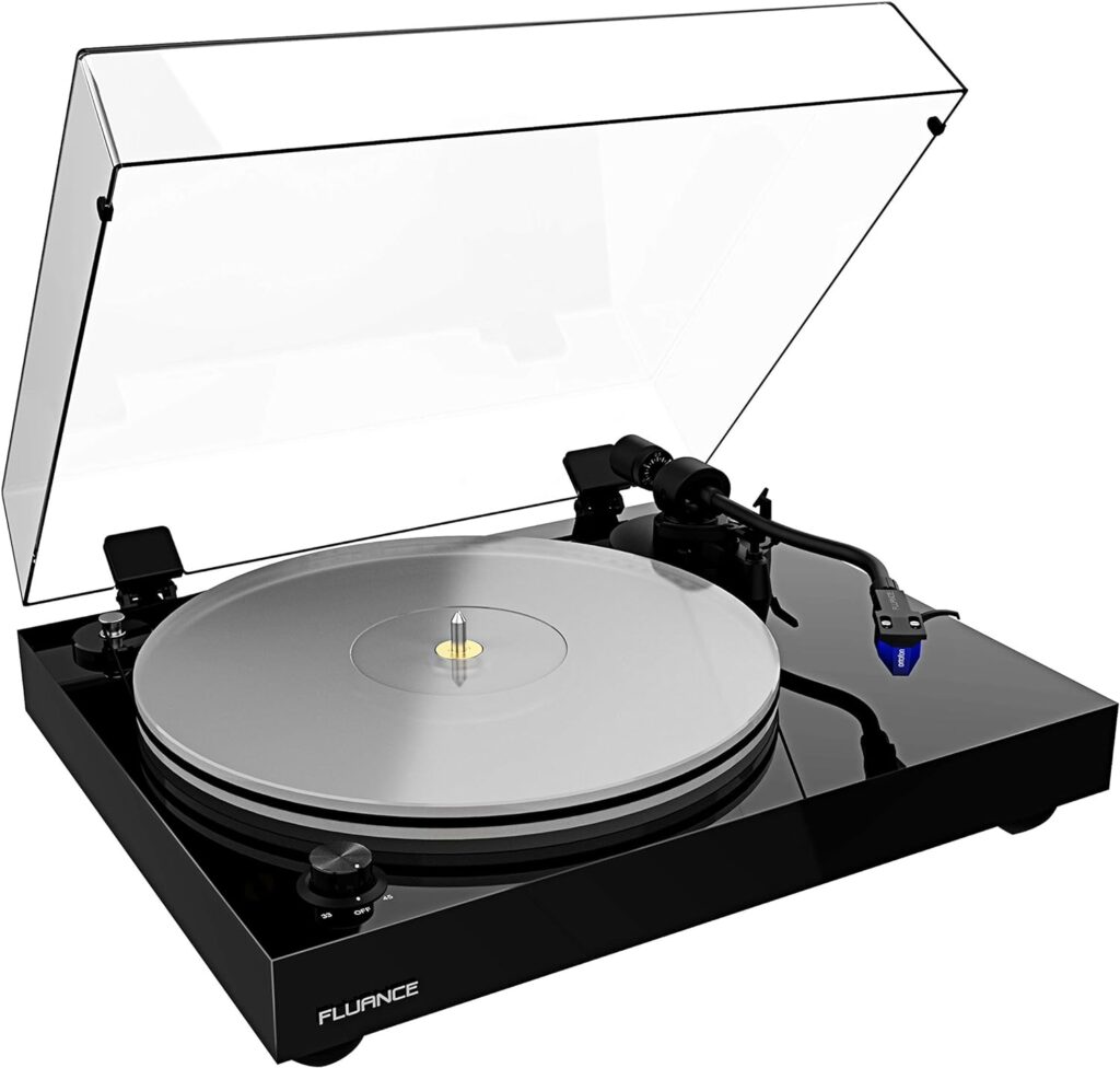 Fluance RT85 Turntable with Ortofon Cartridge, Acrylic Platter, Speed Control, and Vibration Isolation - High Fidelity Vinyl Record Player