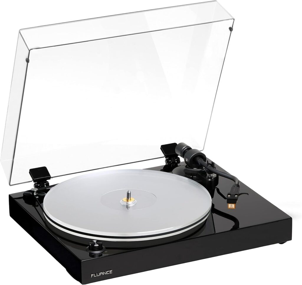 Fluance RT85N Turntable with Nagaoka MP-110 Cartridge, Acrylic Platter, Speed Control, and Vibration Isolation - Piano Black