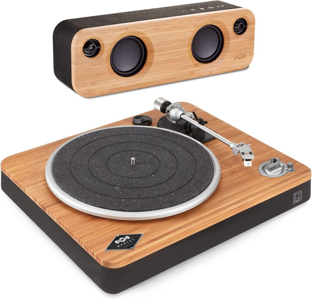 House of Marley Turntable, Wireless, Bluetooth Vinyl Record Player and Get Together Mini Portable Bluetooth Speaker