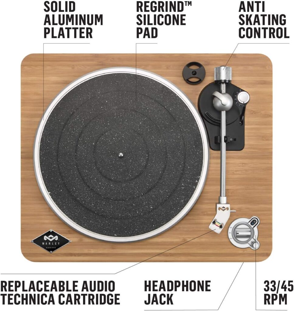 House of Marley Turntable, Wireless, Bluetooth Vinyl Record Player and Get Together Mini Portable Bluetooth Speaker